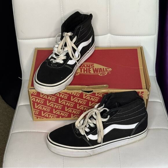 Vans Ward Hi top Suede Canvas Sneakers 8 M suede canvas black and white shoes - Picture 2 of 5